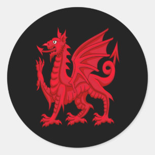 Sticker Rond Drapeau Welsh Dragon Cymru Cardiff Welsh