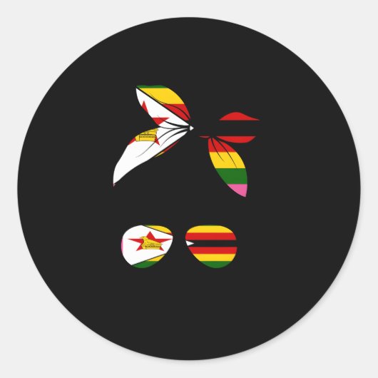Sticker Rond Drapeau Zimbabwe Zimbo (Devant)