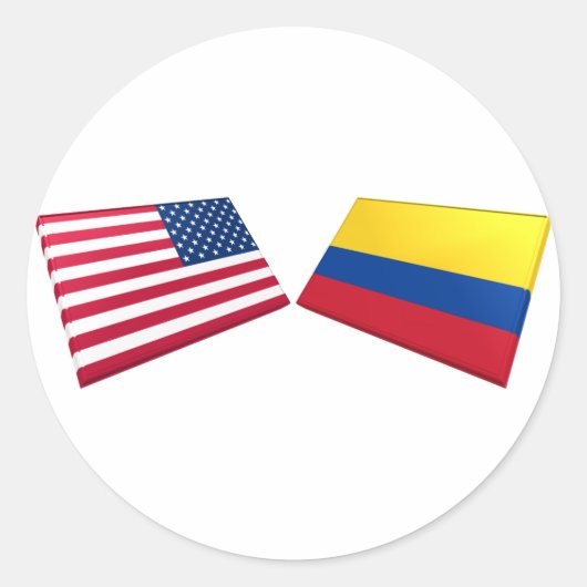 Sticker Rond Drapeaux américains et colombiens (Devant)
