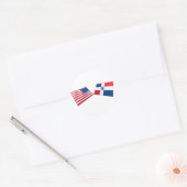 Sticker Rond Drapeaux américains et dominicains (Enveloppe)