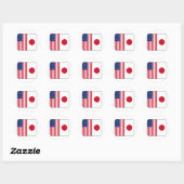 Sticker Rond Drapeaux américains et japonais (Feuille)