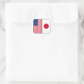 Sticker Rond Drapeaux américains et japonais (Sac)
