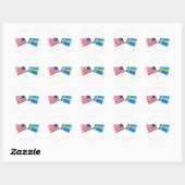 Sticker Rond Drapeaux américains et suédois (Feuille)