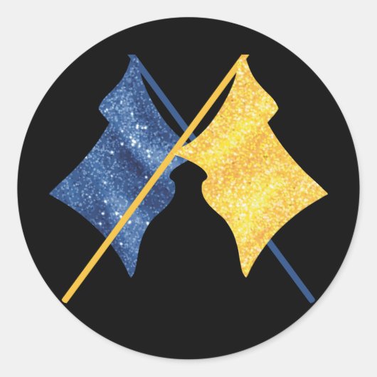 Sticker Rond Drapeaux bleu et or (Devant)