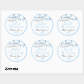 Sticker Rond Drapeaux bleus Baby shower Merci (Feuille)