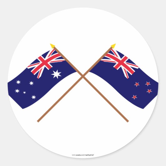 Sticker Rond Drapeaux croisés Australie et Nouvelle-Zélande (Devant)