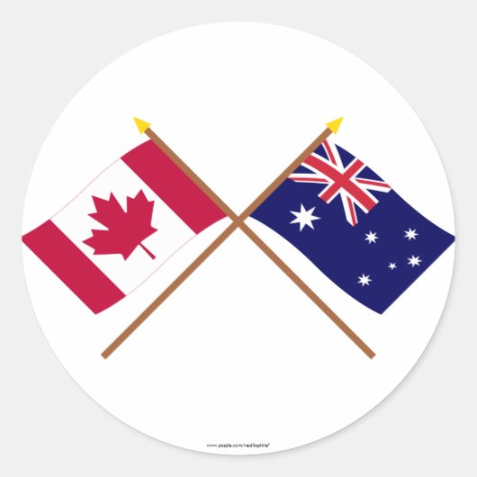 Sticker Rond Drapeaux croisés Canada et Australie (Devant)