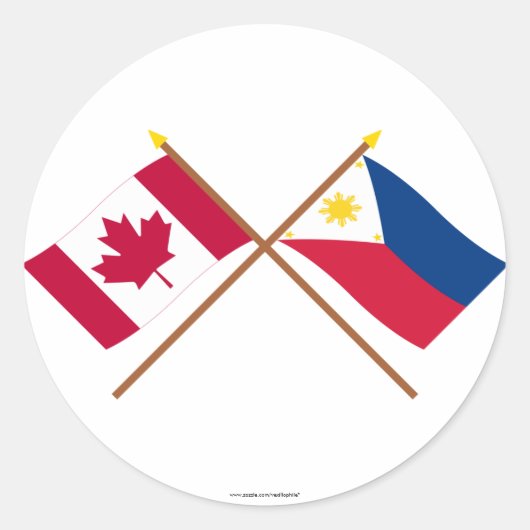 Sticker Rond Drapeaux croisés Canada et Philippines (Devant)