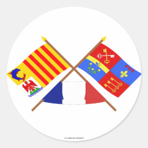 Sticker Rond Drapeaux croisés de PACA et de Vaucluse