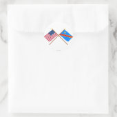 Sticker Rond Drapeaux croisés de République Democratic des USA (Sac)