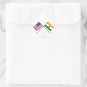 Sticker Rond Drapeaux croisés des États-Unis et de l'Inde (Sac)