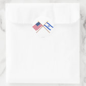 Sticker Rond Drapeaux croisés des États-Unis et d'Israël (Sac)