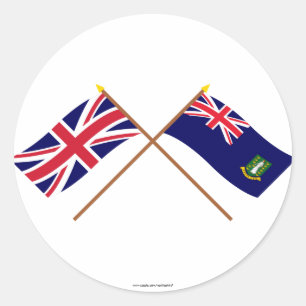 Sticker Rond Drapeaux croisés des îles Vierges britanniques et 