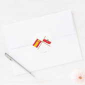 Sticker Rond Drapeaux croisés d'Espagne et de Cantabrie (Enveloppe)