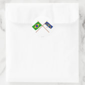 Sticker Rond Drapeaux croisés du Brésil et du Pernambuco (Sac)