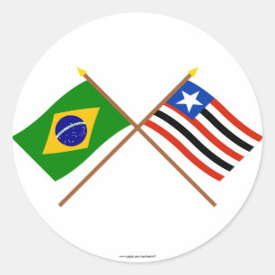 Sticker Rond Drapeaux croisés du Brésil et Maranhão
