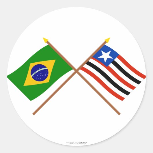 Sticker Rond Drapeaux croisés du Brésil et Maranhão (Devant)