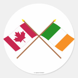 Sticker Rond Drapeaux croisés du Canada et de l'Irlande