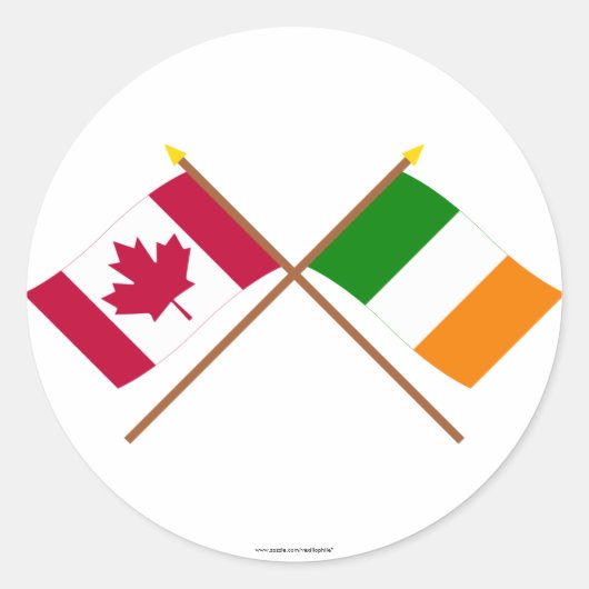Sticker Rond Drapeaux croisés du Canada et de l'Irlande (Devant)