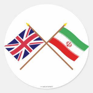 Sticker Rond Drapeaux croisés du Royaume-Uni et de l'Iran