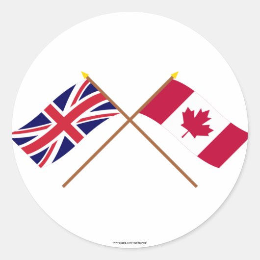 Sticker Rond Drapeaux croisés du Royaume-Uni et du Canada (Devant)