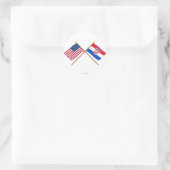 Sticker Rond Drapeaux croisés États-Unis et Croatie (Sac)