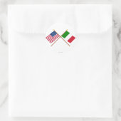 Sticker Rond Drapeaux croisés États-Unis et Italie (Sac)