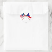 Sticker Rond Drapeaux croisés États-Unis et République tchèque (Sac)