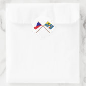 Sticker Rond Drapeaux croisés Tchèque et Moravie-Silésie (Sac)