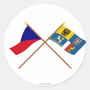Sticker Rond Drapeaux croisés Tchèque et Moravie-Silésie