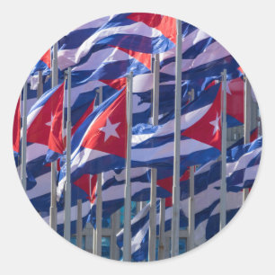 Sticker Rond Drapeaux cubains, La Havane, Cuba