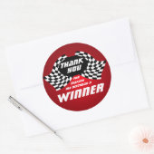 Sticker Rond Drapeaux de course Merci rouge (Enveloppe)