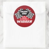 Sticker Rond Drapeaux de course Merci rouge (Sac)