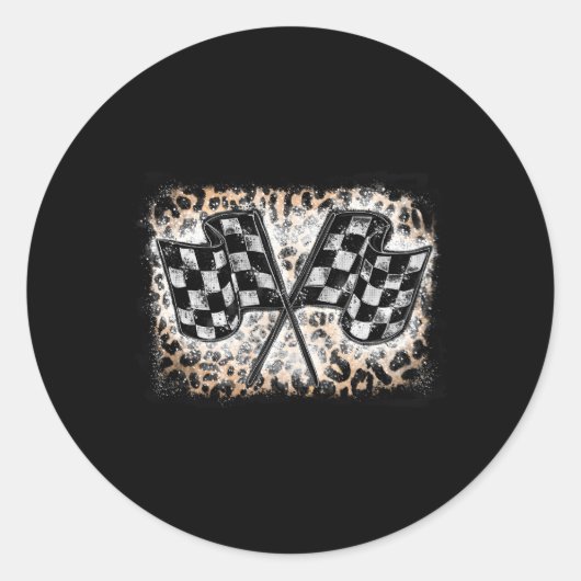 Sticker Rond Drapeaux de course Racer À damiers Course Leopard (Devant)