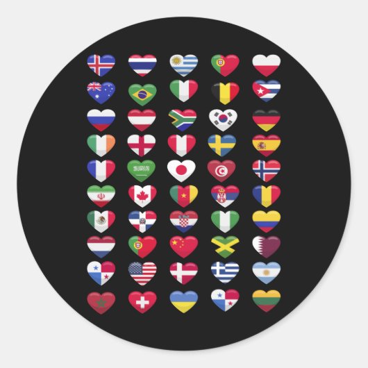 Sticker Rond Drapeaux de la forme cardiaque des pays (Devant)