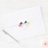 Sticker Rond Drapeaux de Malaisie et Penang traversés (Enveloppe)