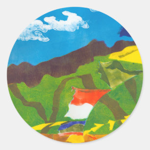 Sticker Rond Drapeaux de prière II