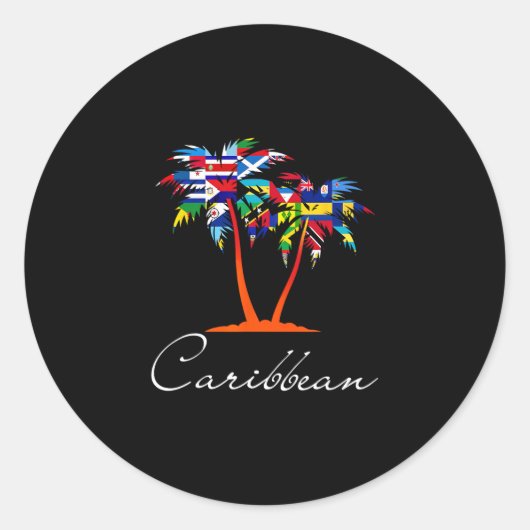 Sticker Rond Drapeaux des îles des Caraïbes (Devant)