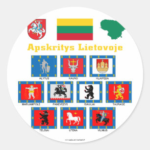 Sticker Rond Drapeaux du comté de la Lithuanie