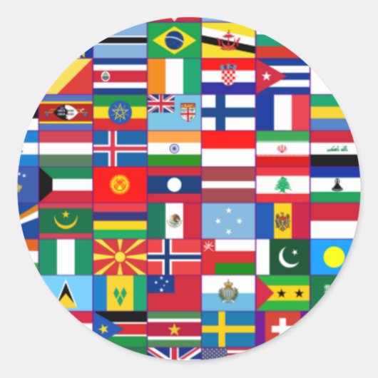 Sticker Rond Drapeaux du monde (Devant)