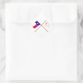 Sticker Rond Drapeaux du Texas et de Goliad traversés (Sac)