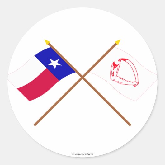 Sticker Rond Drapeaux du Texas et de Goliad traversés (Devant)