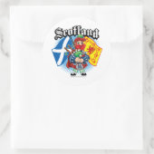 Sticker Rond Drapeaux écossais et Piper (Sac)