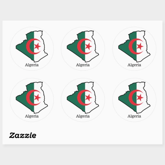 Sticker Rond Drapeaux et pays Algérie (Feuille)