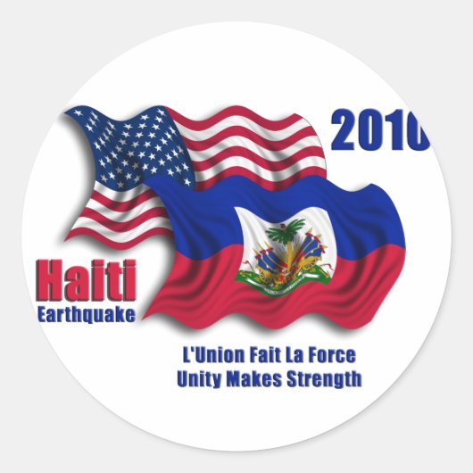 Sticker Rond Drapeaux haïtiens et américains pour Haïti (Devant)