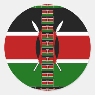 Sticker Rond Drapeaux miniers sans fil du Kenya Frames Art