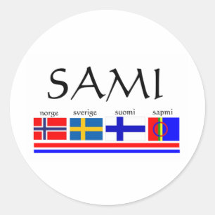 Sticker Rond Drapeaux samis et scandinaves