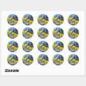 Sticker Rond Drapeaux ukrainiens (Feuille)