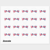 Sticker Rond Drapeaux US et Costa Rica (Feuille)