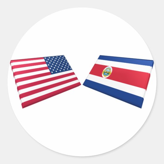 Sticker Rond Drapeaux US et Costa Rica (Devant)